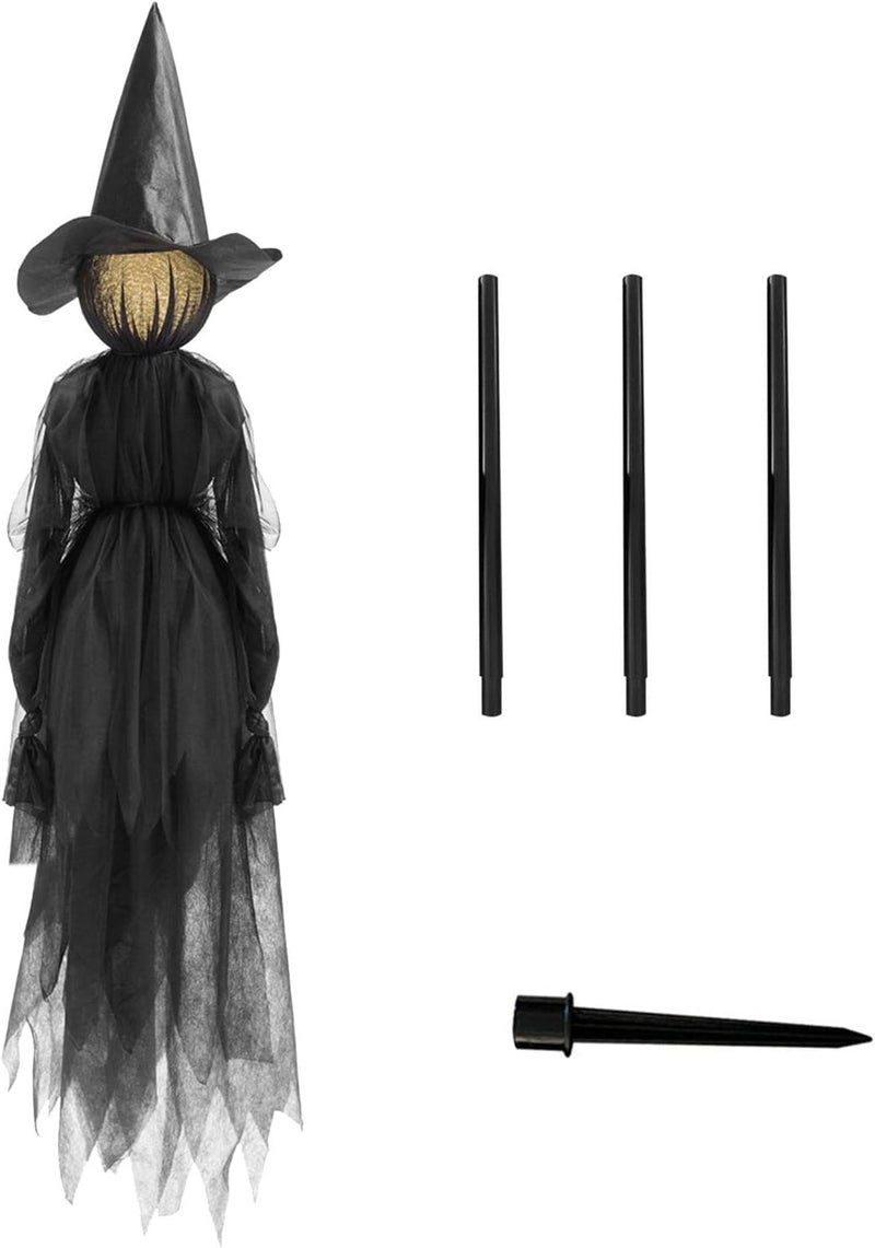 woobles Halloween Witch Decorations, Holding Hands Waterproof Glowing Stakes, Sound-Activated Sensor Light UP Witches, Life Size Scary Decor for Outside Yard Lawn Garden Party (1), Black 1 - Image 2