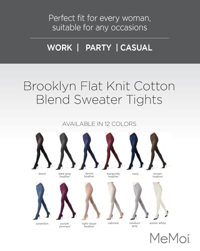 MeMoi Brooklyn Flat Knit Cotton Tights for Women, Cozy and Stretchy Soft Sweater Tights - Sizes XS to 5x-6x, Black, S-M - Image 2