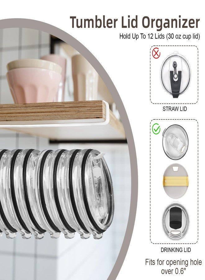 LveSunny Tumbler Lid Organizer, 2 Pack Yeti Lid Organizer, Single Water Bottle Lid Organizer Holds Up to 12 Lids, More Space Saving Tumbler Lid Storage Holder, Stronger Under Cabinet Lid Holder Rack (White) - Image 3
