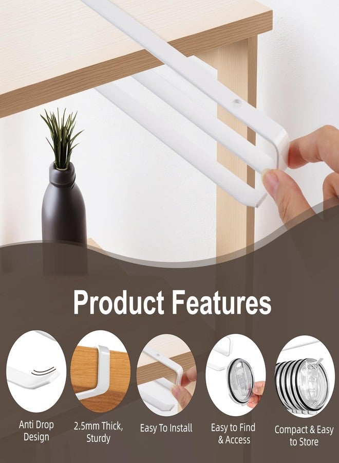 LveSunny Tumbler Lid Organizer, 2 Pack Yeti Lid Organizer, Single Water Bottle Lid Organizer Holds Up to 12 Lids, More Space Saving Tumbler Lid Storage Holder, Stronger Under Cabinet Lid Holder Rack (White) - Image 4