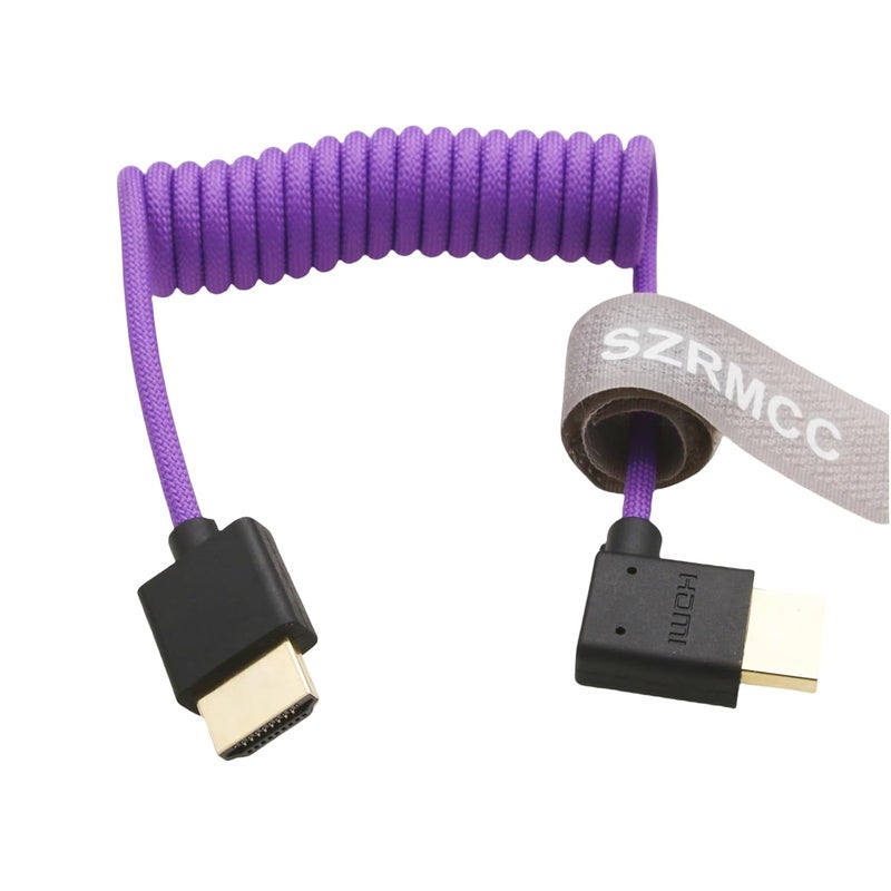 اس زد ار ام سي سي كابل 8K HDMI إلى HDMI ��زاوية يسرى فائق السرعة ملفوف مضفر للكاميرا Z Cam E2 Sony FX6 FX9 Canon EOS C70 C300 Portkeys BM5 Atomos Ninjav V Shogun Monitor - Image 5