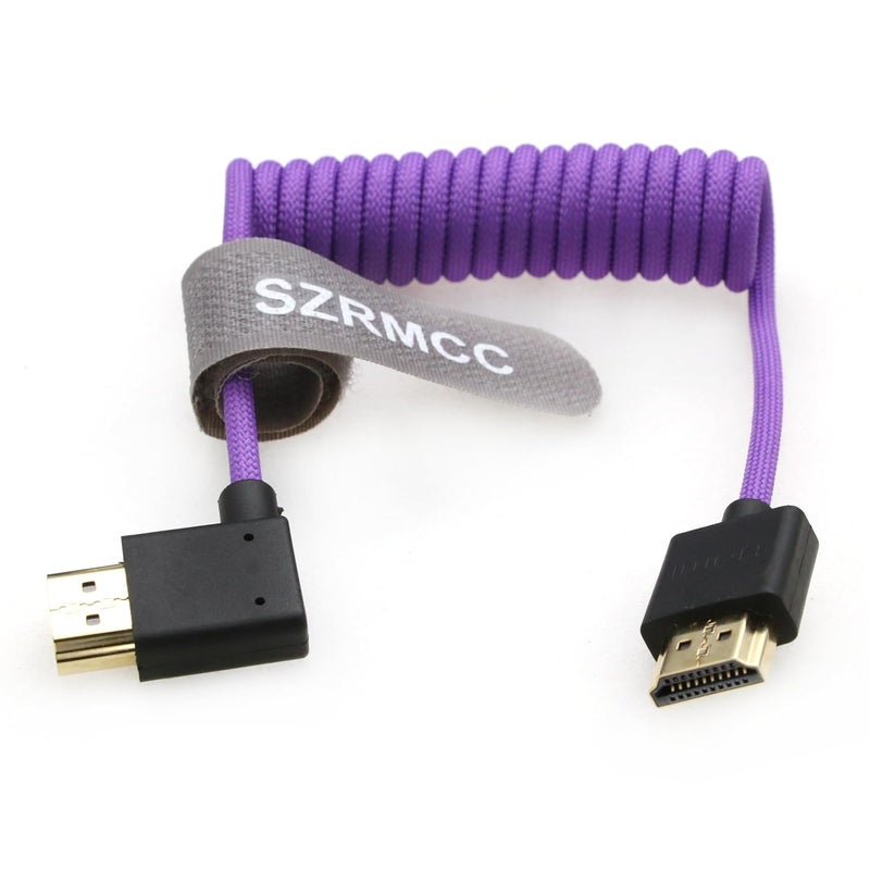 اس زد ار ام سي سي كابل 8K HDMI إلى HDMI ��زاوية يسرى فائق السرعة ملفوف مضفر للكاميرا Z Cam E2 Sony FX6 FX9 Canon EOS C70 C300 Portkeys BM5 Atomos Ninjav V Shogun Monitor - Image 1