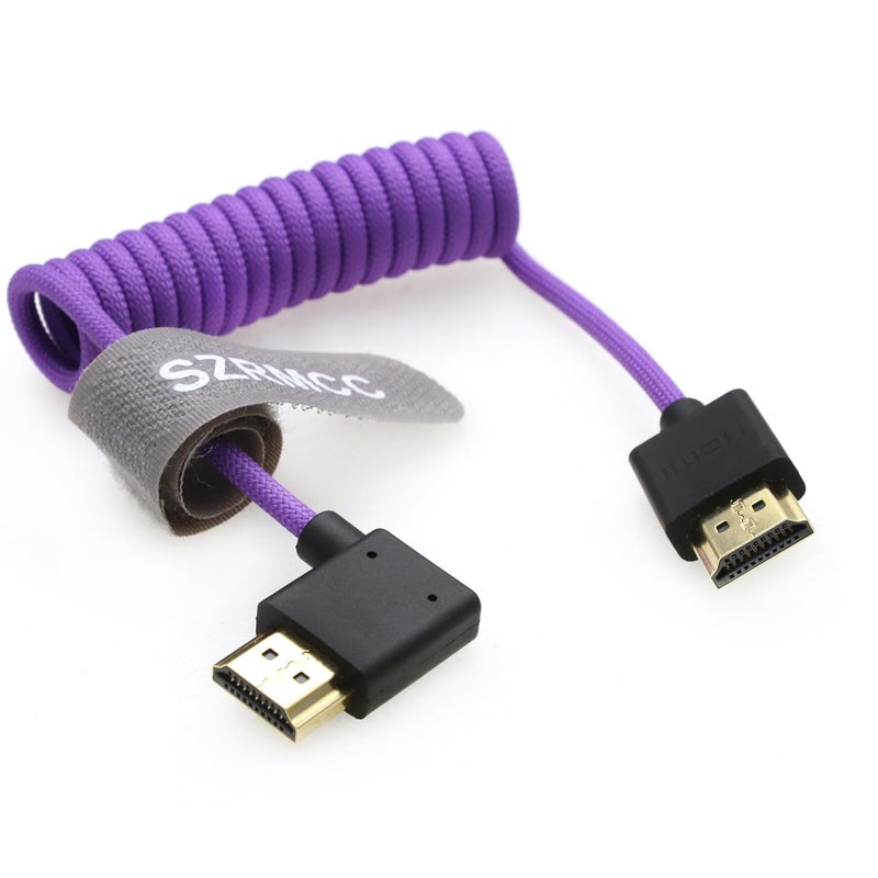 اس زد ار ام سي سي كابل 8K HDMI إلى HDMI ��زاوية يسرى فائق السرعة ملفوف مضفر للكاميرا Z Cam E2 Sony FX6 FX9 Canon EOS C70 C300 Portkeys BM5 Atomos Ninjav V Shogun Monitor - Image 3
