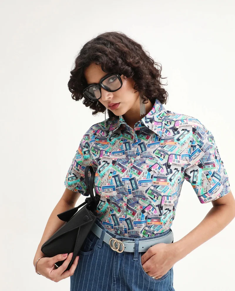Rareism Women's Regular Fit Printed Shirt
