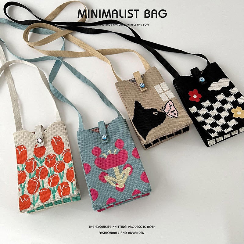 Cute Black And White Panda Mini Mobile Phone Bag Female Korean Fashion Joker Shoulder Messenger Bag Change Purse Factory - Image 5