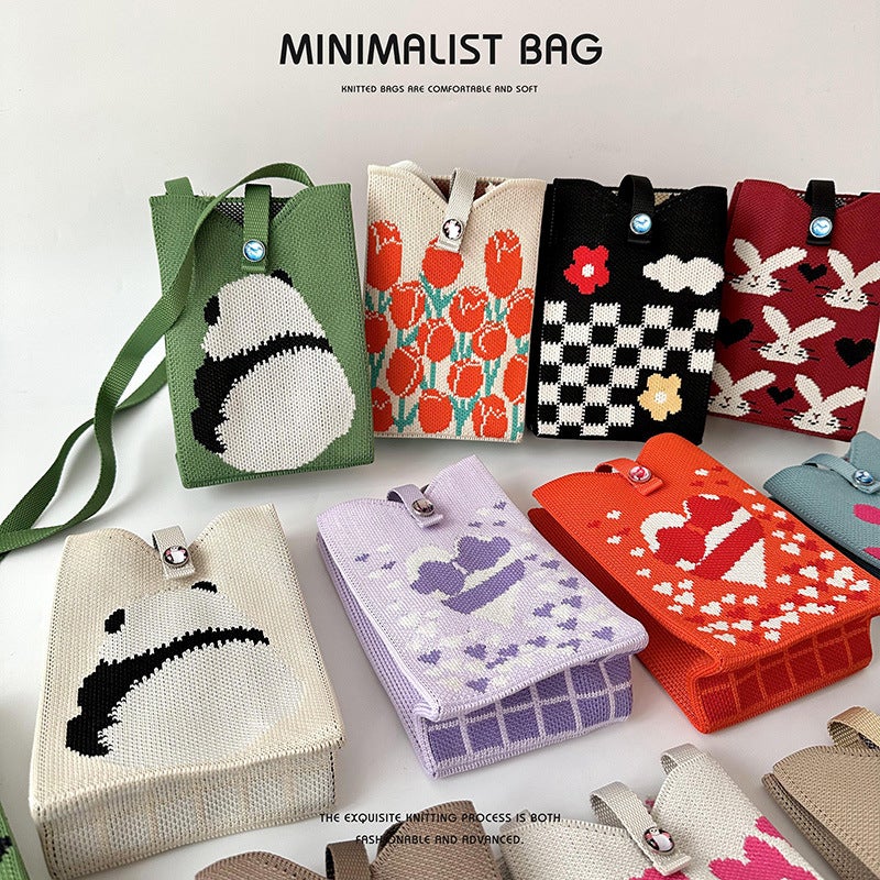 Cute Black And White Panda Mini Mobile Phone Bag Female Korean Fashion Joker Shoulder Messenger Bag Change Purse Factory - Image 2