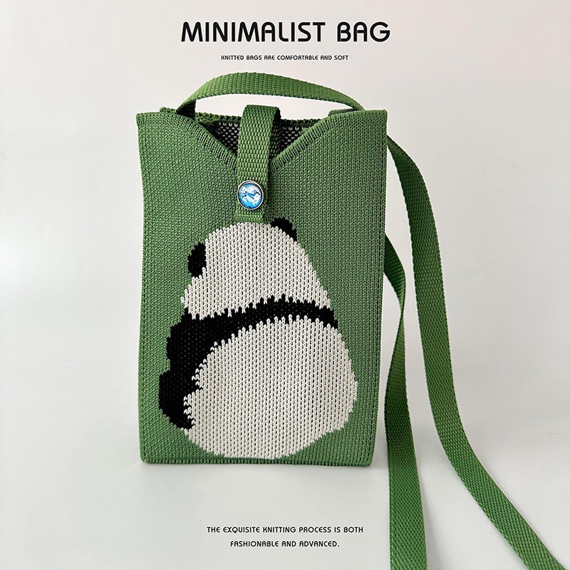 Cute Black And White Panda Mini Mobile Phone Bag Female Korean Fashion Joker Shoulder Messenger Bag Change Purse Factory - Image 4
