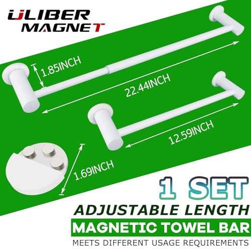 ULIBERMAGNET Magnetic Towel Holder 1 Set Magnetic Towel Bar Holder with Adjustable Length White NonSlip Magnetic Towel Rod Rack for Refrigerator Dishwasher Oven Laundry - Image 3