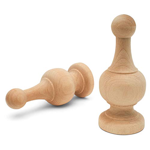 Woodpeckers Unfinished Wood Finials Decorative 414 inch for Bed Post Finial Curtain Rod Finials Flagpole Topper and Crafts Pack of 6 Large Craft Finials by Woodpeckers 
