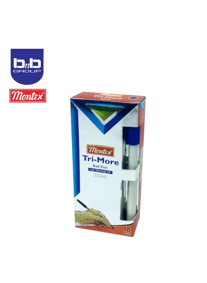 montex Trimore Ballpen Pearl Body 10Pcs, Smooth Ball Pens, School Office Home Use. - Image 1