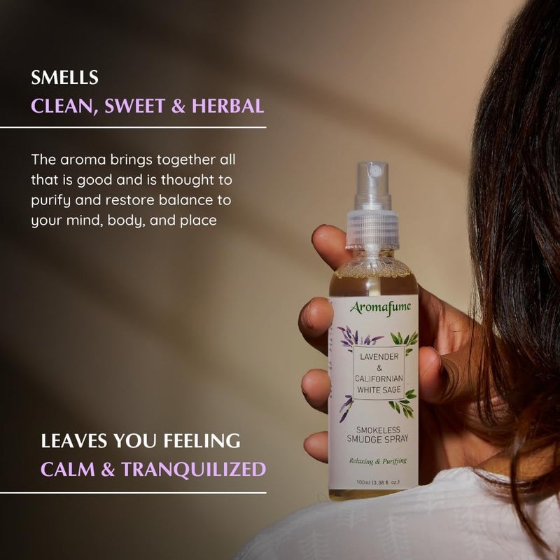 Aromafume White Sage & Lavender Smudge Spray by Aromafume | 100ml/3.3 oz | Sage Spray for Cleansing Negative Energy & Protection | Non-Toxic | Room Spray for Spiritual Cleansing, Smokeless Sage Smudging - Image 4
