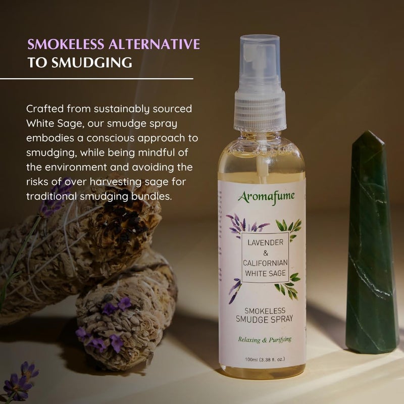 Aromafume White Sage & Lavender Smudge Spray by Aromafume | 100ml/3.3 oz | Sage Spray for Cleansing Negative Energy & Protection | Non-Toxic | Room Spray for Spiritual Cleansing, Smokeless Sage Smudging - Image 3