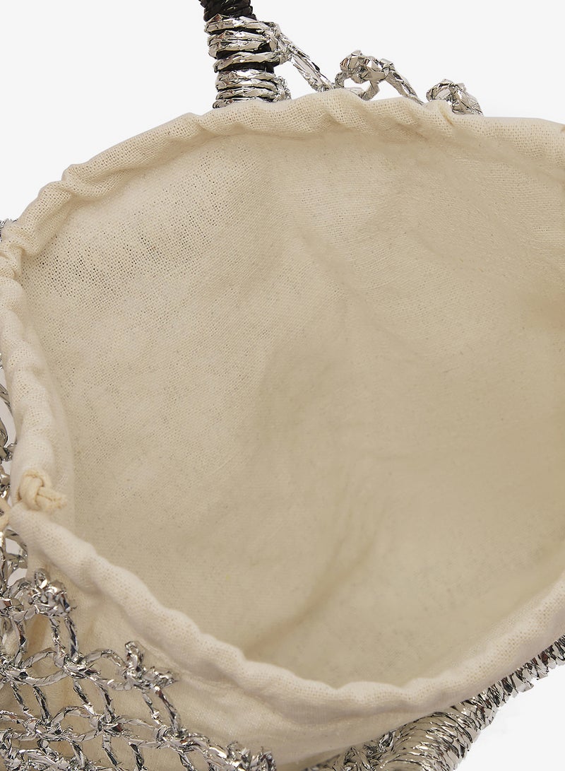 Khizana Silver Detailed Rattan Bag Ring Handle - Image 4