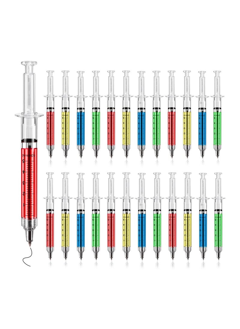 Generic - Multi-Color Syringe Pen Writes In Black Ink, Nurse pens, Imaginary Doctor Play, Office Supplies Novelty Pens, Nursing School Supplies, Halloween Party Favors (Red, Green, Yellow, Blue, 24PCS) - Image 1