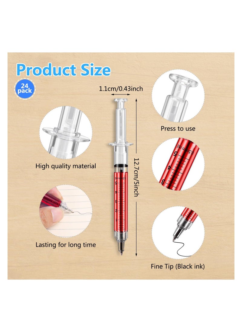 Generic - Multi-Color Syringe Pen Writes In Black Ink, Nurse pens, Imaginary Doctor Play, Office Supplies Novelty Pens, Nursing School Supplies, Halloween Party Favors (Red, Green, Yellow, Blue, 24PCS) - Image 1