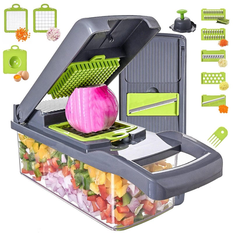 Vegetable Chopper Slicer 13in1 with Spice Chopper Set 7 Blades Veggie Dicer Onion Fruit Cutter