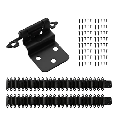 HOME MASTER HARDWARE 50 Packs (25 Pairs) 3/8" Inset Matte Black Cabinet Hinges, Self Closing Cabinet Door Hinges with Door Bumper, Semi-Concealed Hinges for Kitchen/Furniture Cabinets & Doors - Image 1
