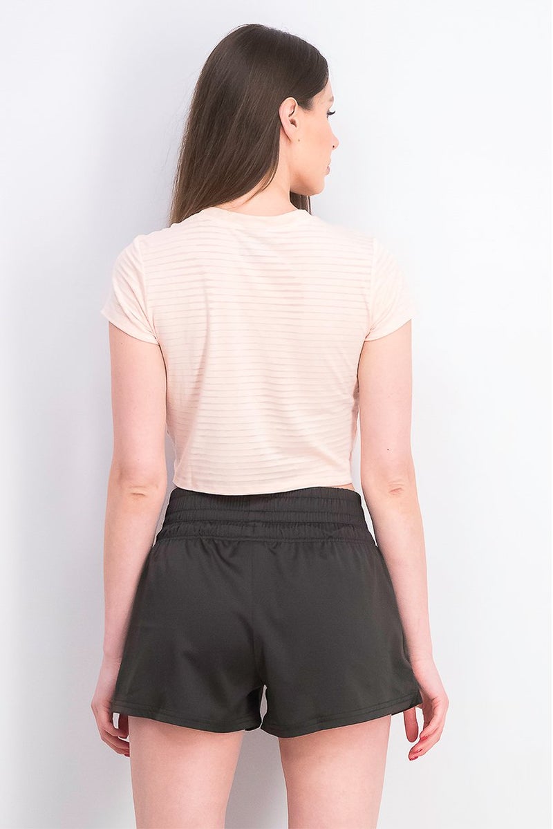 PUMA بلوزة نسائية ضيقة الأكمام قصيرة في الهواء الطلق، وردي غائم - Image 3