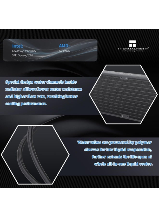 Thermalright Aqua Elite 240 White V3 Aio CPU Cooler,240 Liquid Cooling Row,ARGB PWM Cooler Fans,for Intel LGA1150/1151/1155/1156/1200/2011/1700,AMD:AM4/AM5,PC Cooler Aio - Image 4