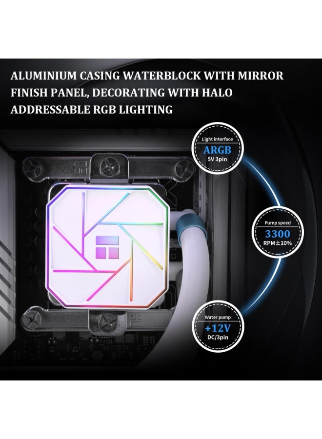 Thermalright Aqua Elite 240 White V3 Aio CPU Cooler,240 Liquid Cooling Row,ARGB PWM Cooler Fans,for Intel LGA1150/1151/1155/1156/1200/2011/1700,AMD:AM4/AM5,PC Cooler Aio - Image 2