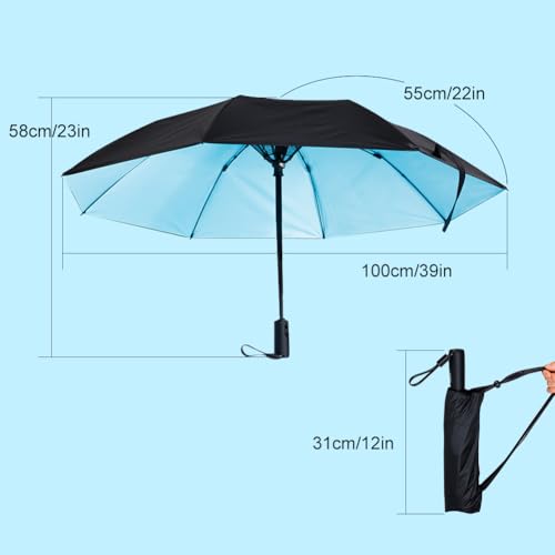 WOOLALA【Newly UV Portable Cooling UPF 50+ Foldable Umbrellas with Fan for Sun & Rain, USB Rechargeable for Games, Playgrond, Heatstroke, Hot Days - Image 5
