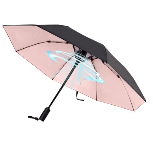 WOOLALA【Newly UV Portable Cooling UPF 50+ Foldable Umbrellas with Fan for Sun & Rain, USB Rechargeable for Games, Playgrond, Heatstroke, Hot Days - Image 1