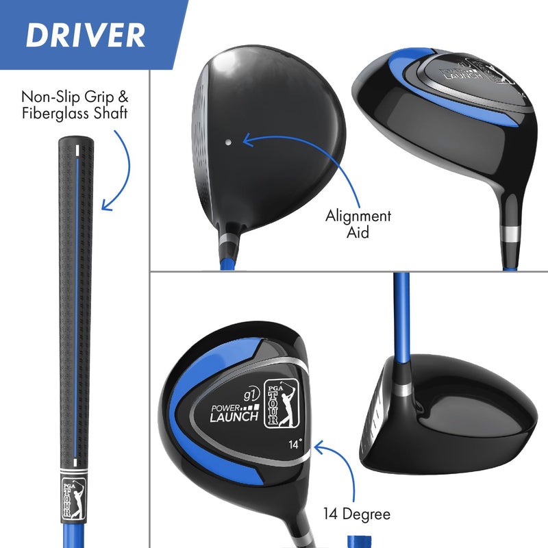 Golfgen PGA Tour Youth Golf Club Set â€“ 6-Piece Right-Handed Kids Golf Set for Ages 8-12 (4â€™8â€-5â€™2â€) â€“ Beginner Junior Golf Clubs with Lightweight Stand Bag, Mallet Putter, 7 Iron, Driver by Golfgen - Image 3
