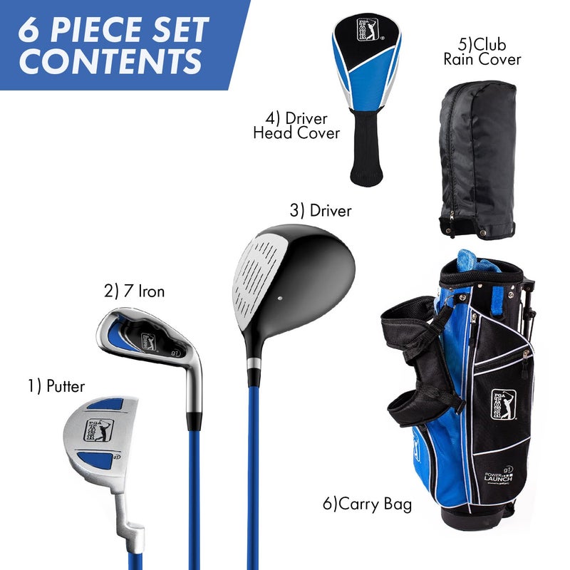 Golfgen PGA Tour Youth Golf Club Set â€“ 6-Piece Right-Handed Kids Golf Set for Ages 8-12 (4â€™8â€-5â€™2â€) â€“ Beginner Junior Golf Clubs with Lightweight Stand Bag, Mallet Putter, 7 Iron, Driver by Golfgen - Image 2
