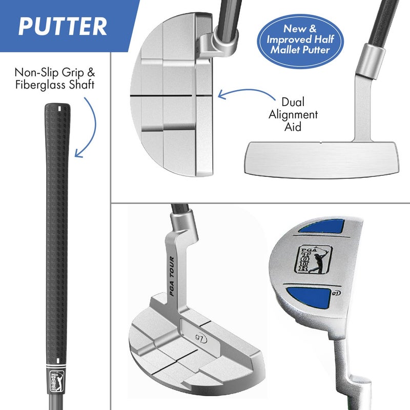 Golfgen PGA Tour Youth Golf Club Set â€“ 6-Piece Right-Handed Kids Golf Set for Ages 8-12 (4â€™8â€-5â€™2â€) â€“ Beginner Junior Golf Clubs with Lightweight Stand Bag, Mallet Putter, 7 Iron, Driver by Golfgen - Image 5
