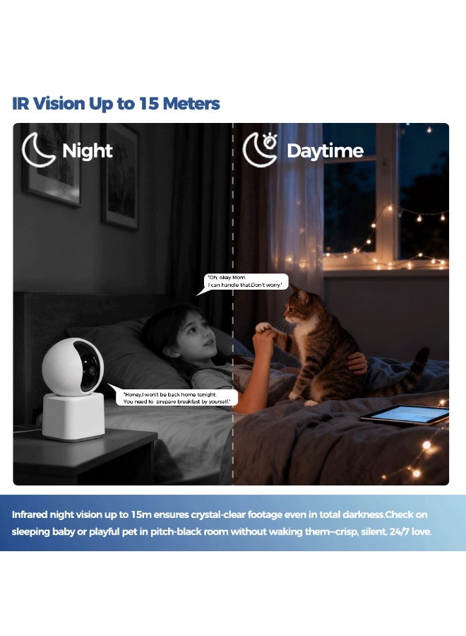 2K Indoor Surveillance Camera WiFi 5G/2.4G Home Surveillance Cameras 360° Pan & Tilt 2-Way Audio Night Vision Pet Dog Smart Camera Security Cameras White - Image 5