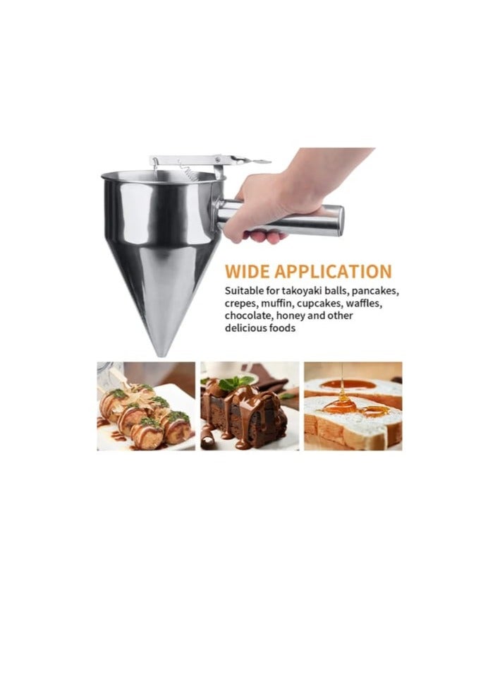 Multipurpose Pancake Batter Dispenser Silver 26cm - Image 1