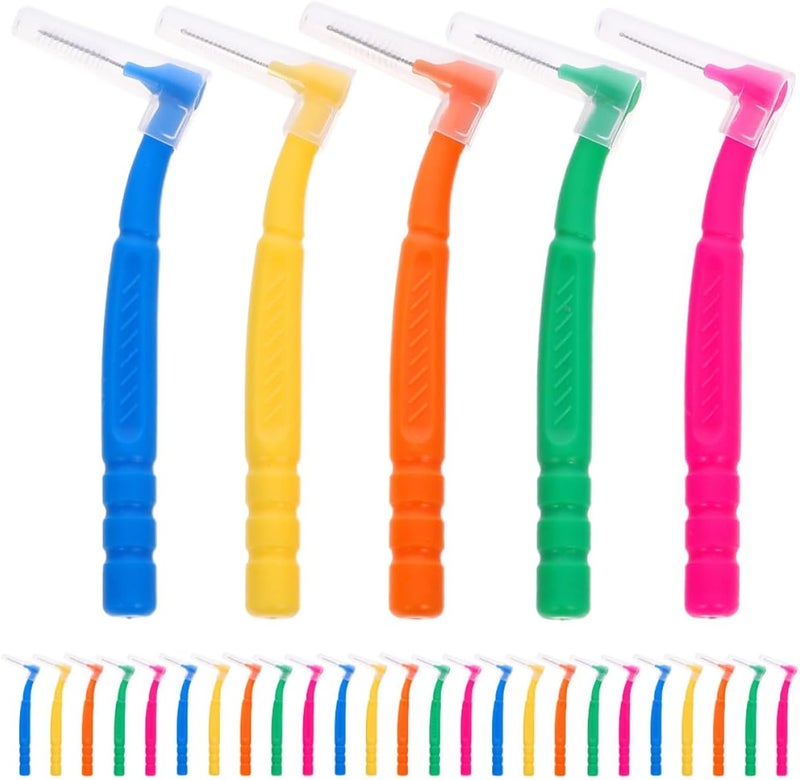 30pcs Interdental Toothbrush for Teeth Cleaning, Orthodontic Manual Braces Brush with L-Shaped Angled Head, Multi-Color Pack for Daily Oral Care Between Teeth Cleaning - Image 1