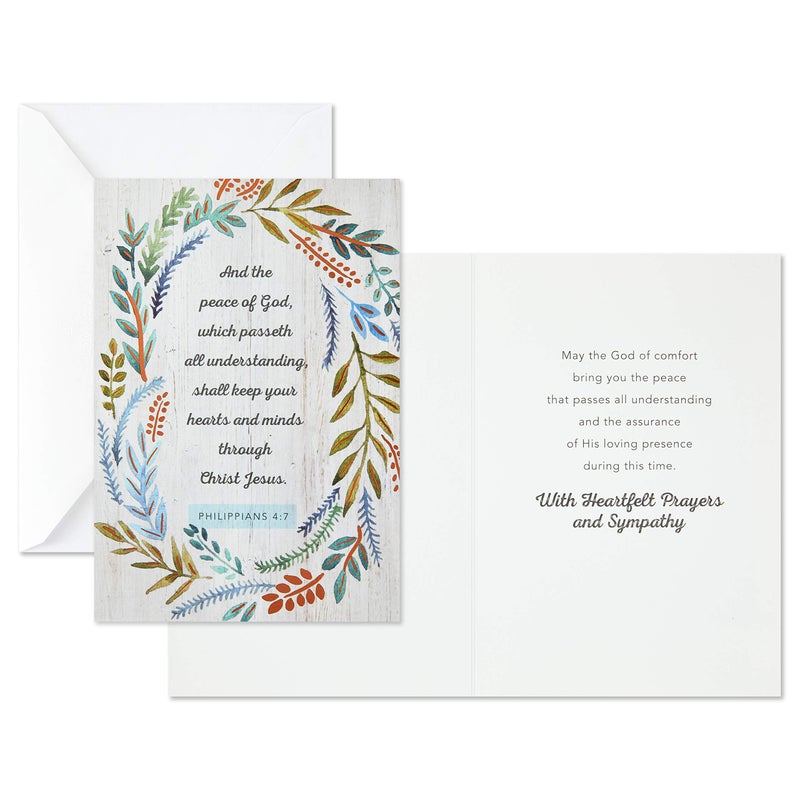 Hallmark DaySpring Assorted Religious Sympathy Cards, Floral Wreaths (12 Cards with Envelopes) - Image 3