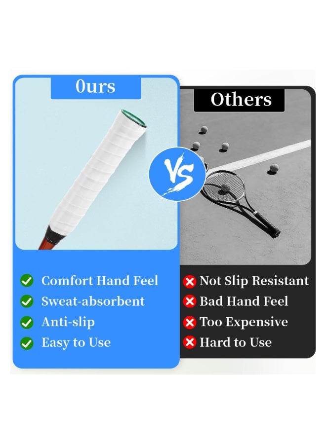 OSHIMA 14 Pcs Racket Grip Tape, Black & White Badminton Racket Grip Tape, Overgrip Tape, Anti Slip Tennis Grip Tape with Absorbent and Dry Feel, Wrap Your Racquet for High Performance - Image 2