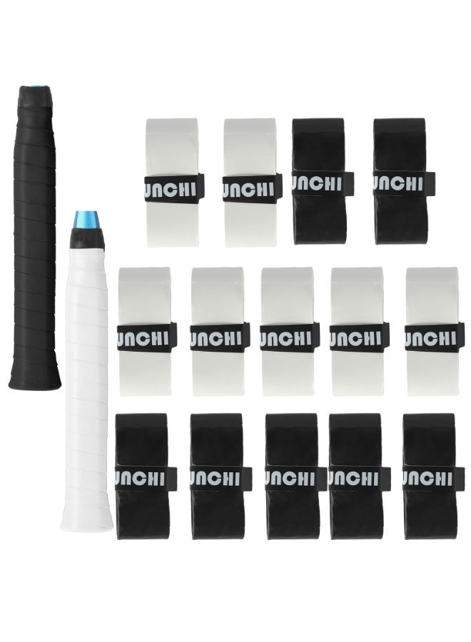 OSHIMA 14 Pcs Racket Grip Tape, Black & White Badminton Racket Grip Tape, Overgrip Tape, Anti Slip Tennis Grip Tape with Absorbent and Dry Feel, Wrap Your Racquet for High Performance - Image 1