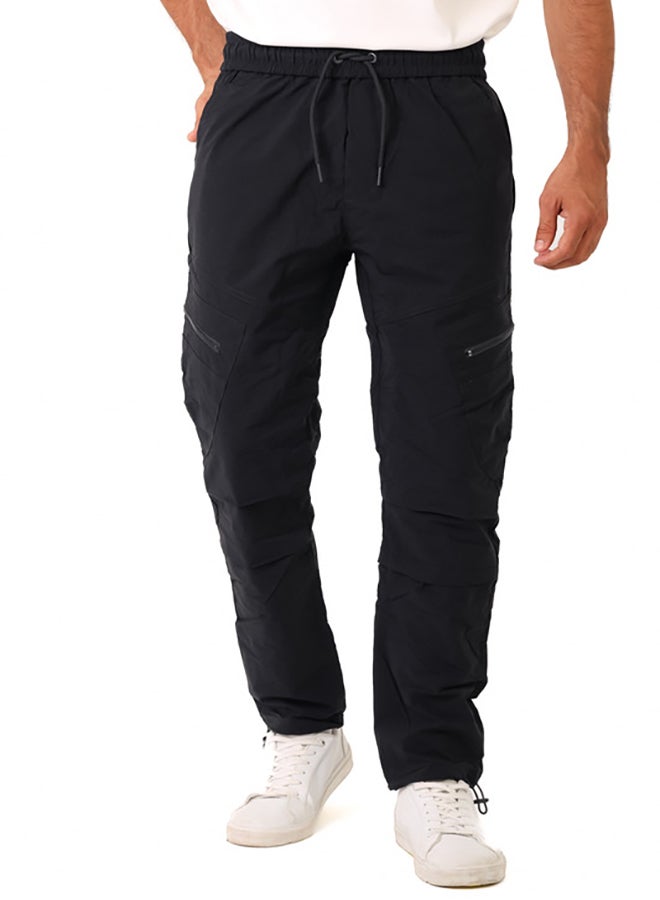 WHITE RABBIT Slip On Plain Black Practical Joggers - Image 1