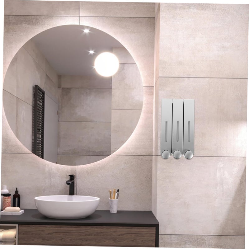 Wall Mounted Silver Soap Dispenser For Shower Gel Shampoo Conditioner Bathroom - Image 4