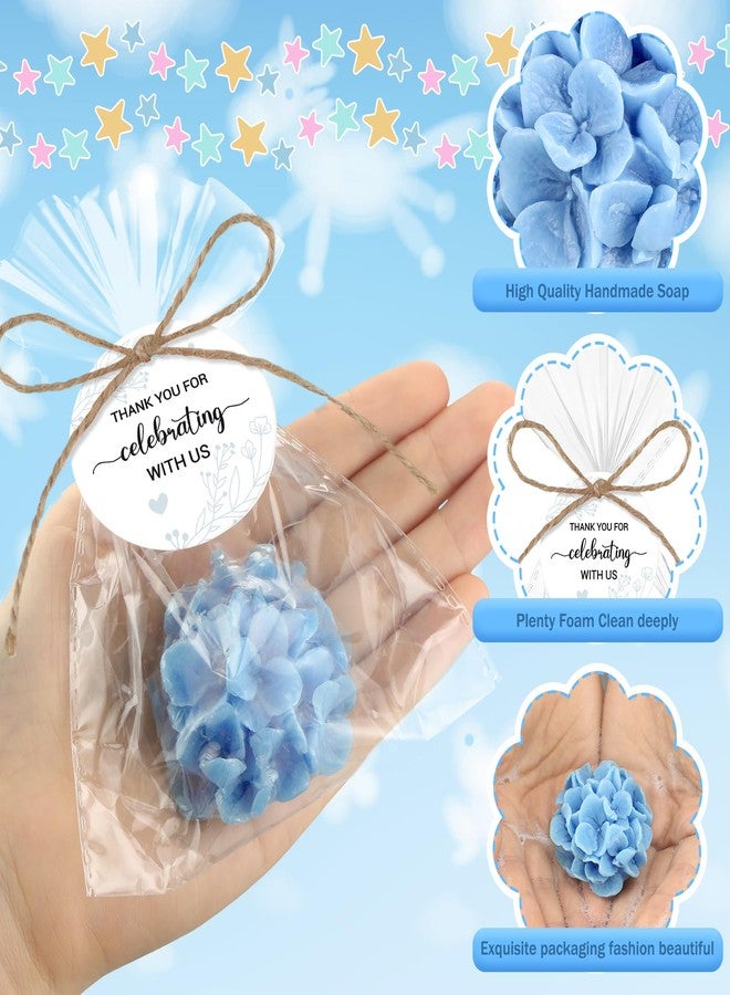 Demissle 40 Pcs Hydrangea Baby Shower Favors Flower Scented Soaps Party Favors Gifts for Guests with Thank You Card for Baby Bridal Shower Wedding Party (Blue) - Image 3