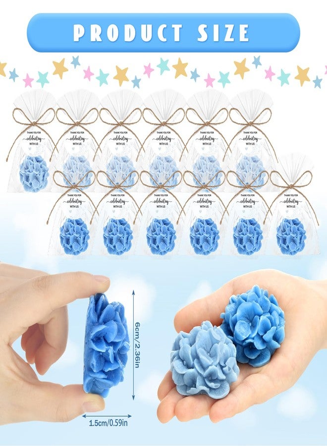 Demissle 40 Pcs Hydrangea Baby Shower Favors Flower Scented Soaps Party Favors Gifts for Guests with Thank You Card for Baby Bridal Shower Wedding Party (Blue) - Image 2