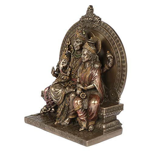 Kartique Resin Shiva Parivar Idol | Antique Bronze Finish with Colorful Accents | 8.2 Inch Height | Ideal for Home Decor, Temples, and Gifting - Image 3