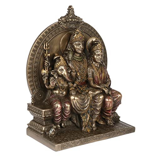 Kartique Resin Shiva Parivar Idol | Antique Bronze Finish with Colorful Accents | 8.2 Inch Height | Ideal for Home Decor, Temples, and Gifting - Image 2
