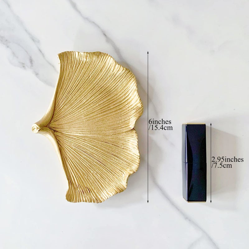 Pewery Jewelry Dish, Resin Small Leaf Shaped Ring Holder Jewelry Organizer, Trinket Dish Mini Tray for Christmas Birthday Wedding Gifts - Image 2