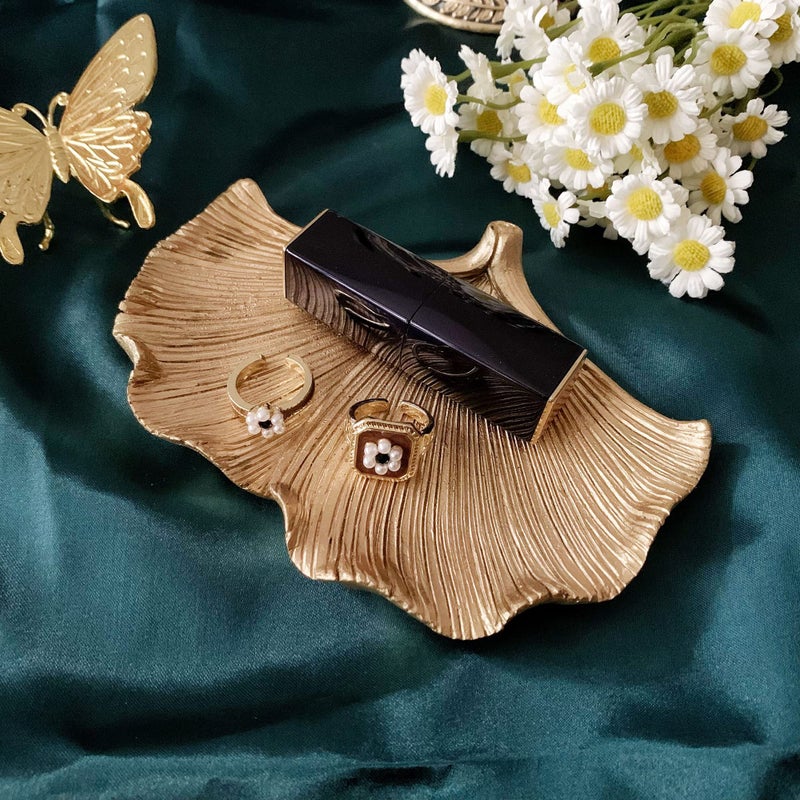 Pewery Jewelry Dish, Resin Small Leaf Shaped Ring Holder Jewelry Organizer, Trinket Dish Mini Tray for Christmas Birthday Wedding Gifts - Image 5