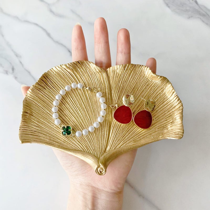 Pewery Jewelry Dish, Resin Small Leaf Shaped Ring Holder Jewelry Organizer, Trinket Dish Mini Tray for Christmas Birthday Wedding Gifts - Image 3