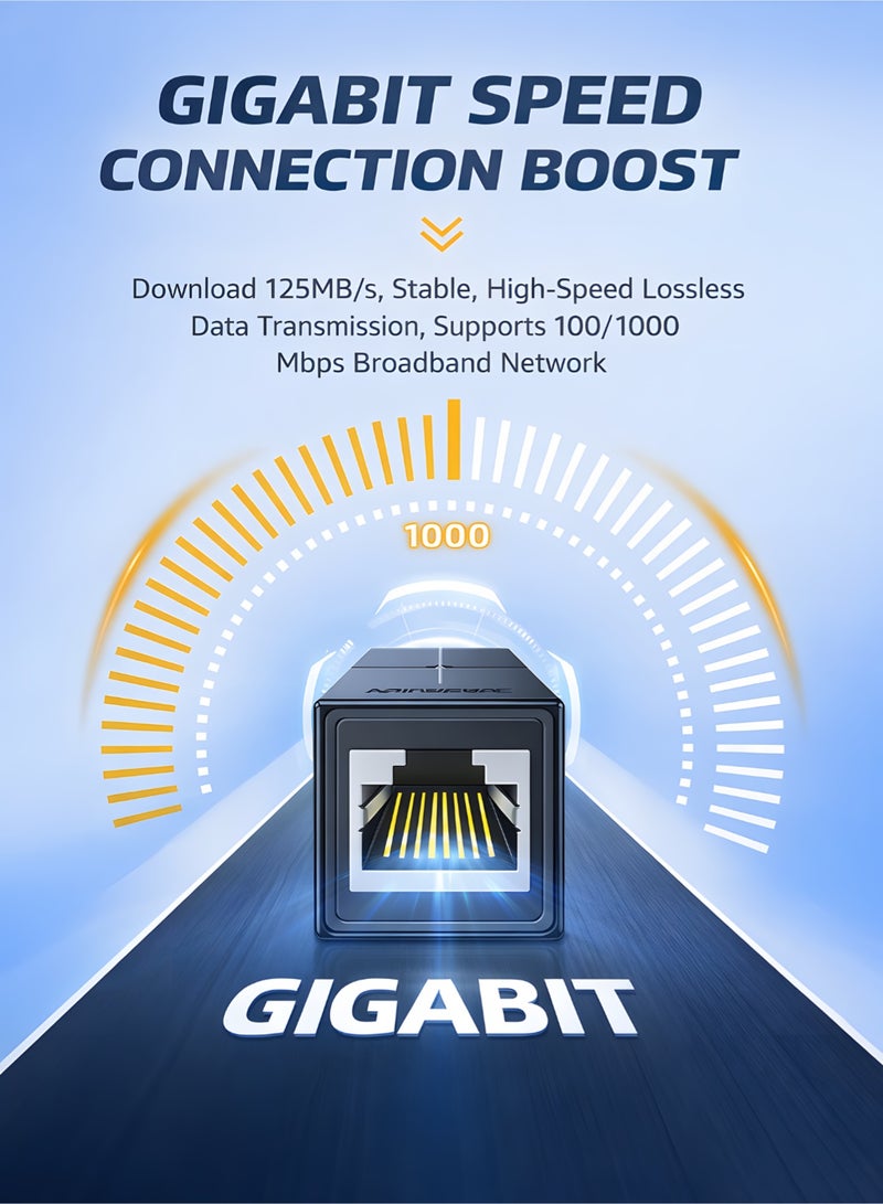 Mindpure 3 Pack Ethernet Coupler, Premium Gold Plated Ethernet Extender, RJ45 Coupler Female to Female, RJ45 Ethernet Cable Extender for Cat7, Cat6, Cat5e, Cat5 Network Cable, 3 Pieces - Image 2