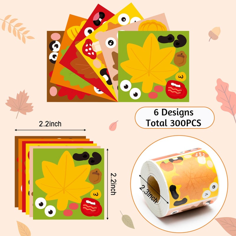 ANGOLIO 300Pcs Make Your Own Leaves Stickers Scene Roll Fall Maple Leaf Sticker Fall Stickers Bulk Make a Face Stickers Maple Leaves Stickers DIY Art Crafts for Kids Boys Girls Birthday Party Favor - Image 3
