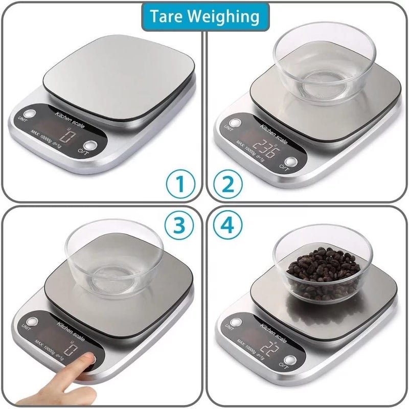 GADGETRONICS GADGETRONICS Digital Kitchen Weight Scale Food Weight Machine For Health Fitness Home Baking Cooking 10 Kgs 1 Year Warranty Batteries Included Black - Image 3