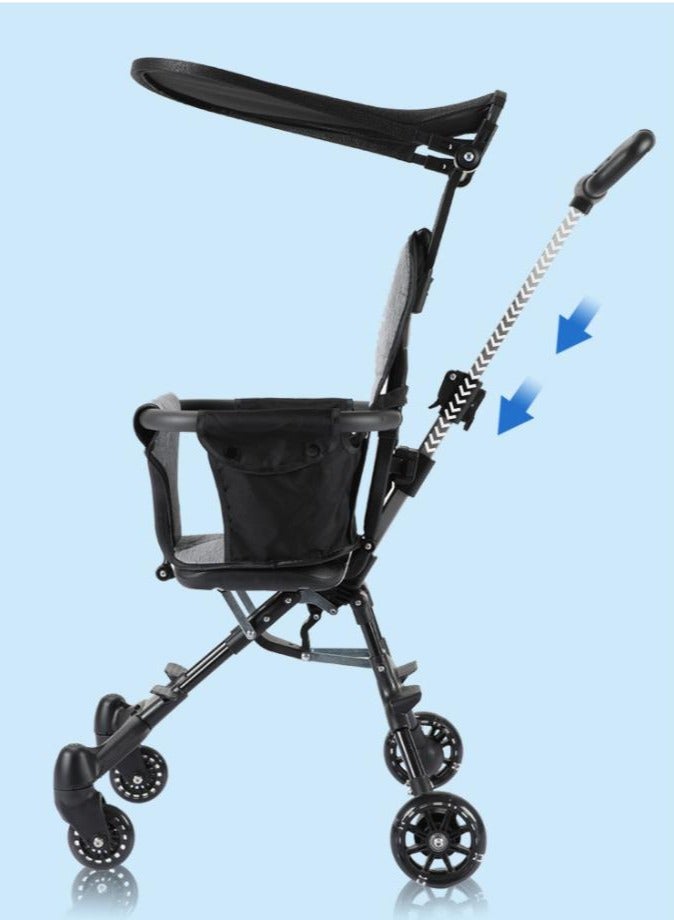 Kids Stroller, Compact Baby Stroller, Lightweight Travel Stroller with Adjustable Handles and Backrest, One-Hand Fold, For Overhead Airplane Storage, Shopping, Walking, Travel - Image 3