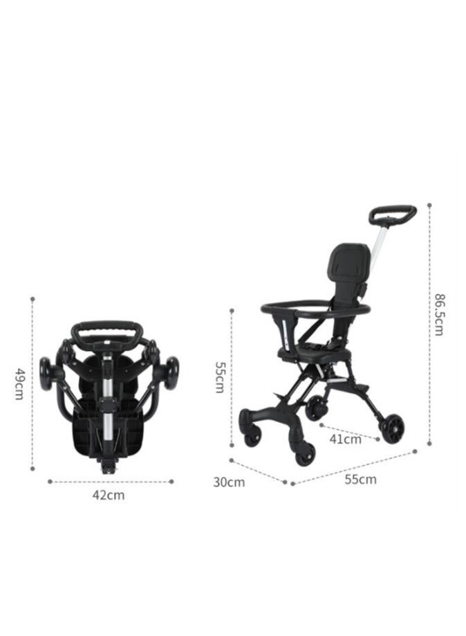 Kids Stroller, Compact Baby Stroller, Lightweight Travel Stroller with Adjustable Handles and Backrest, One-Hand Fold, For Overhead Airplane Storage, Shopping, Walking, Travel - Image 5