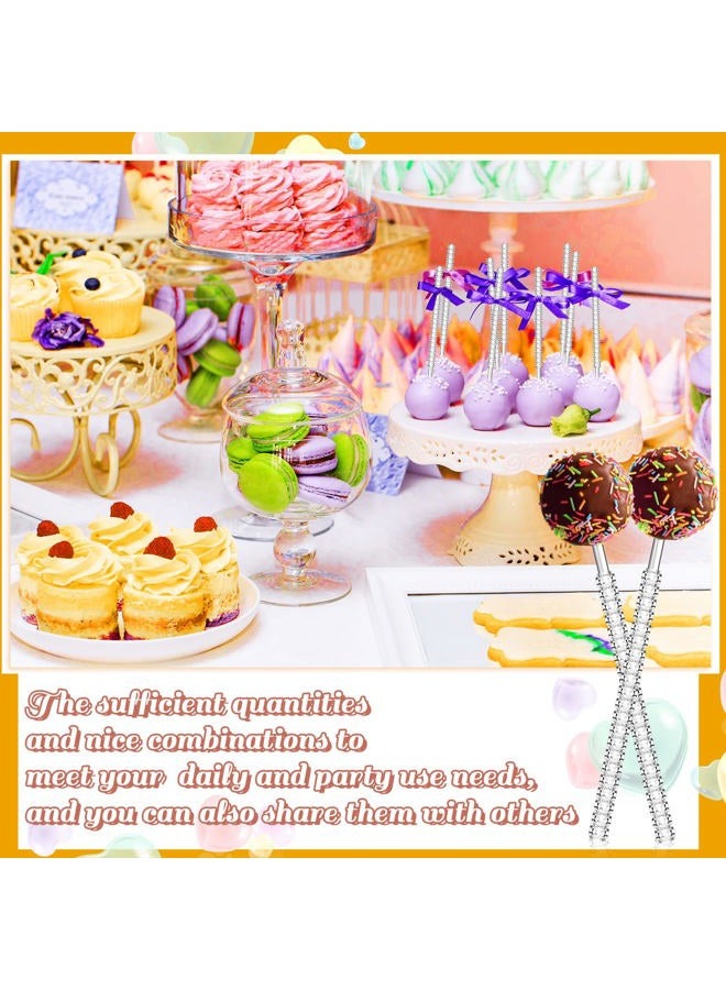 Jetec 32 Pack 6 Inch Bling Pop candy Sticks Set Acrylic Rhinestone Lollipop Sticks Cake Pop Sucker Sticks with 100 pieces Glass Bags and Silver Glitter Ribbons Tie for Cake Fruit Christmas Party Favor - Image 3